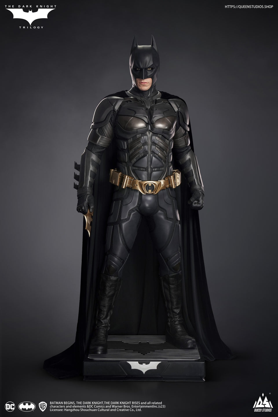 Queen Studios TDK Batman (Christian Bale + Cowl Head Sculpt) (Deluxe Edition) 1/1 Bust + Life-size Statue