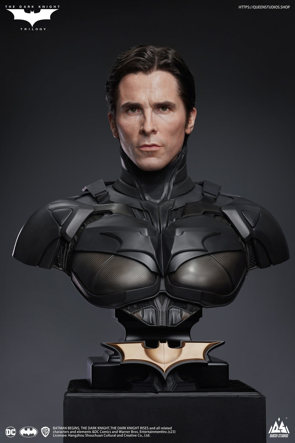 Queen Studios TDK Batman (Christian Bale + Cowl Head Sculpt) (Deluxe Edition) 1/1 Bust + Life-size Statue