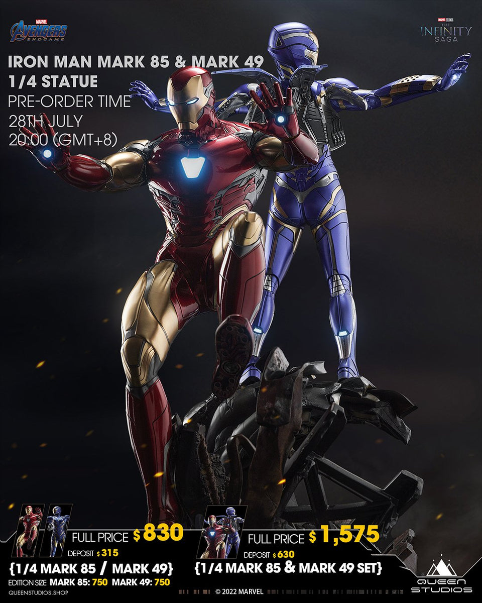 Queen Studios Iron Man Set (Mark 85) (Mark 49) 1/4 Scale Statue