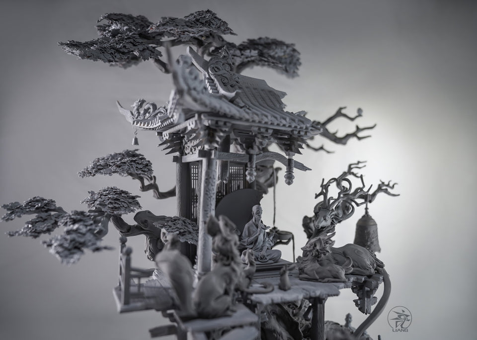 Temple - Ku Rong Si (Yuan Xing Liang Series) (Grey Kit) Statue